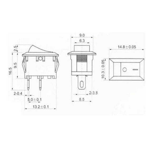 100 Pcs Black On/Off Boat Rocker Switch 10x15mm SPST 2Pin 3A 250V Snap-In Mini - Picture 9 of 9